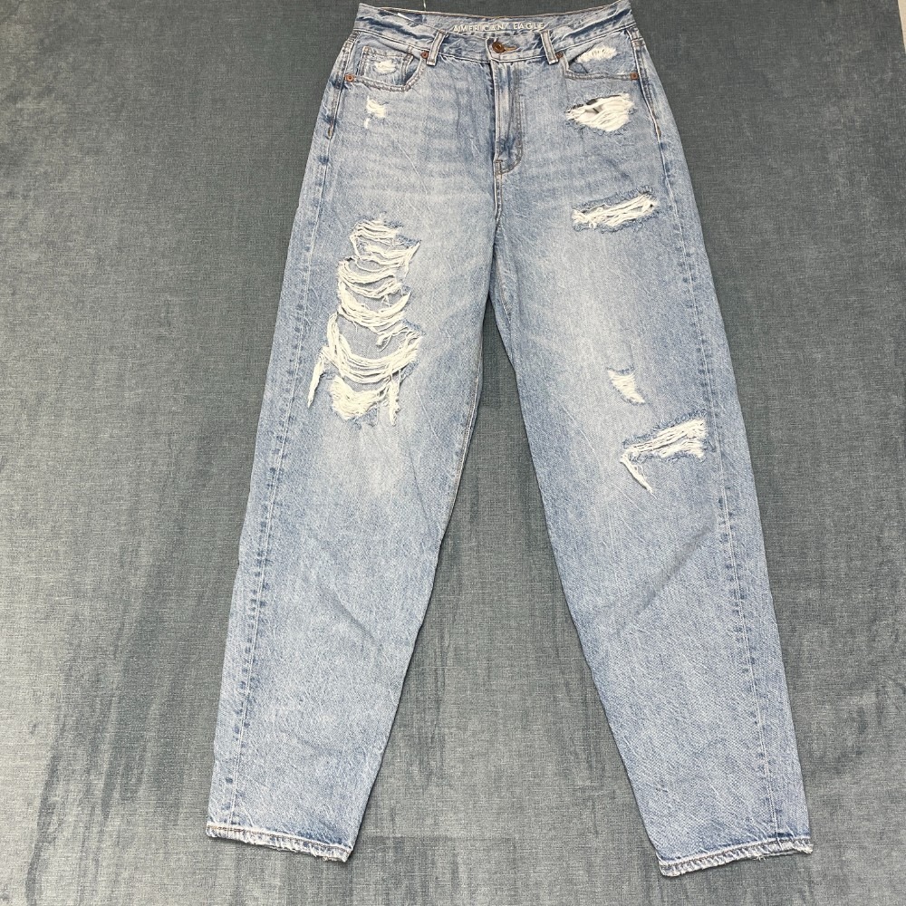 American Eagle Outfitters Jeans Womens 29x29 Blue Denim Distressed Tapered Leg